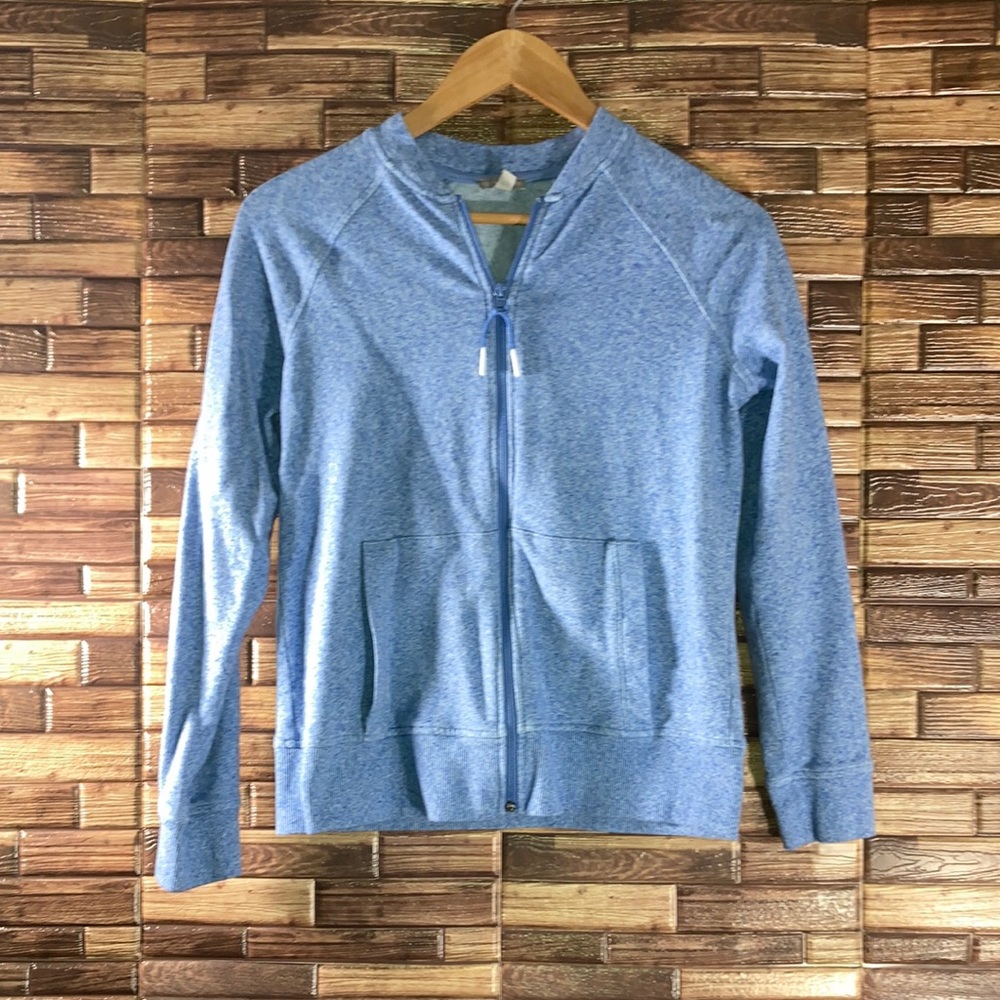 T by Talbots Women Size SP Light Blue Space Dyed  Zip up Jacket